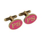 Personalised Sterling Silver Cufflinks Oval With 18 Kt Gold Plating For Women Pink