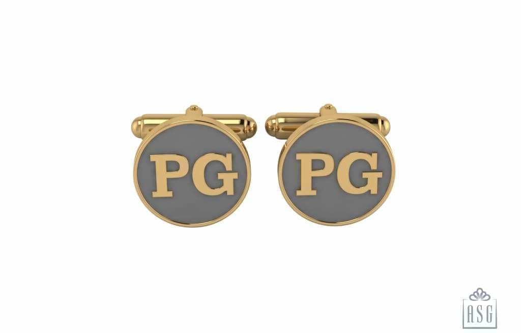 Personalised Sterling Silver Cufflinks Round With 18 Kt Gold Plating For Men