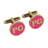 Personalised Sterling Silver Cufflinks Round With 18 Kt Gold Plating For Women Pink