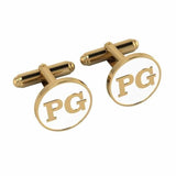 Personalised Sterling Silver Cufflinks Round With 18 Kt Gold Plating For Women White