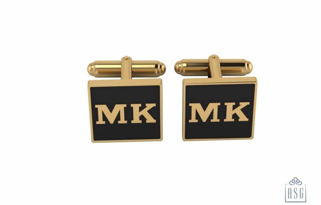 Personalised Sterling Silver Cufflinks Square With 18 Kt Gold Plating For Men