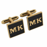 Personalised Sterling Silver Cufflinks Square With 18 Kt Gold Plating For Men Black