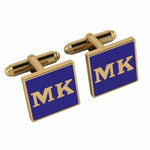 Personalised Sterling Silver Cufflinks Square With 18 Kt Gold Plating For Men Blue