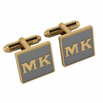 Personalised Sterling Silver Cufflinks Square With 18 Kt Gold Plating For Men Grey