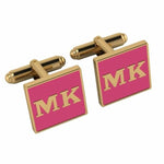 Personalised Sterling Silver Cufflinks Square With 18 Kt Gold Plating For Women Pink