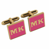 Personalised Sterling Silver Cufflinks Square With 18 Kt Gold Plating For Women Pink