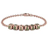 Sterling Silver 18 Kt Pink Gold Plated Dice Babykubes Loose Bracelet For Baby & Child Green / 4