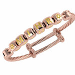 Sterling Silver 18 Kt Pink Gold Plated Dice Babykubes On Twisted Pipe Adjustable Bracelet Kada