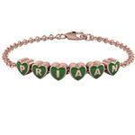 Sterling Silver 18 Kt Pink Gold Plated Heart Babykubes Loose Bracelet For Baby & Child Green / 4