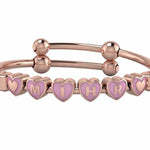 Sterling Silver 18 Kt Pink Gold Plated Heart Babykubes On Plain Pipe Adjustable Bracelet Kada