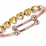 Sterling Silver 18 Kt Pink Gold Plated Heart Babykubes On Plain Pipe Adjustable Bracelet Kada Yellow