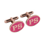 Personalised Sterling Silver Cufflinks Oval With 18 Kt Pink Gold Plating For Women