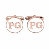 Personalised Sterling Silver Cufflinks Round With 18 Kt Pink Gold Plating For Men