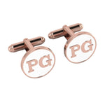 Personalised Sterling Silver Cufflinks Round With 18 Kt Pink Gold Plating For Women White