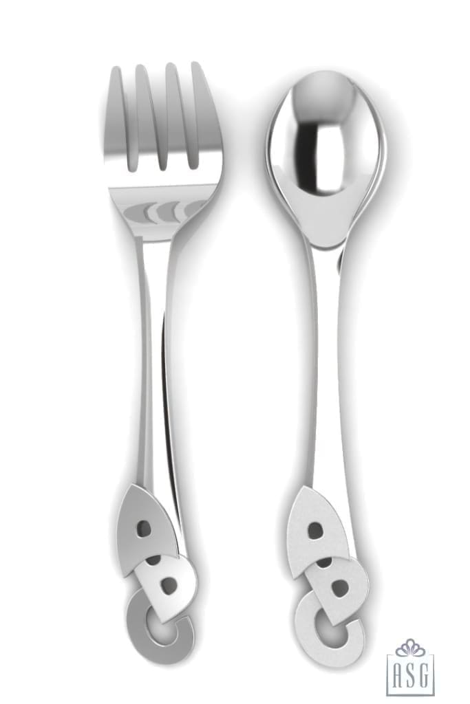 ABC Sterling Silver Baby Spoon and Fork Set by Krysaliis