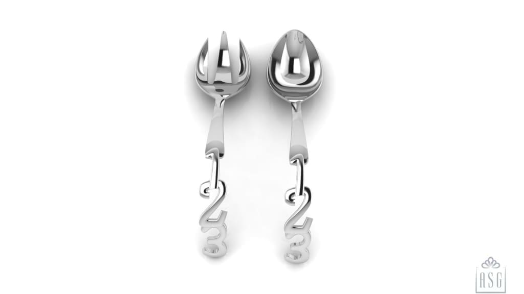 Sterling Silver Gift Set for Baby - Hamper with Rattle and Spoons set