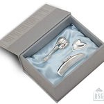 Sterling Silver Gift Set for Baby - Hamper with Rattle, comb & bookmark