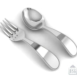 Sterling Silver Baby Spoon & Fork Set - Classic Beaded