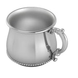 Sterling Silver Baby Cup - Beaded Bulge with a Victorian Handle
