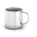Sterling Silver Baby Cup - Beaded Classic with a Plain Handle