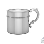 Sterling Silver Baby Cup - Beaded Classic with a Victorian Handle