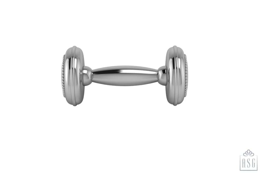Sterling Silver Beaded Baby Dumbbell Rattle