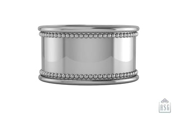 Sterling Silver Beaded Oval Napkin Ring