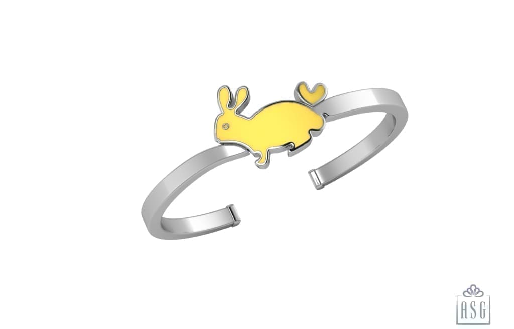 Sterling Silver Baby Cuff Kada with a Bunny