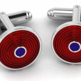 Sterling Silver Cufflinks with transparent red and blue enamel