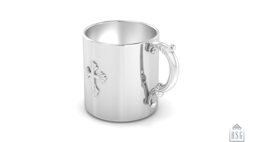 Sterling Silver Baby Cup - Classic with Cross