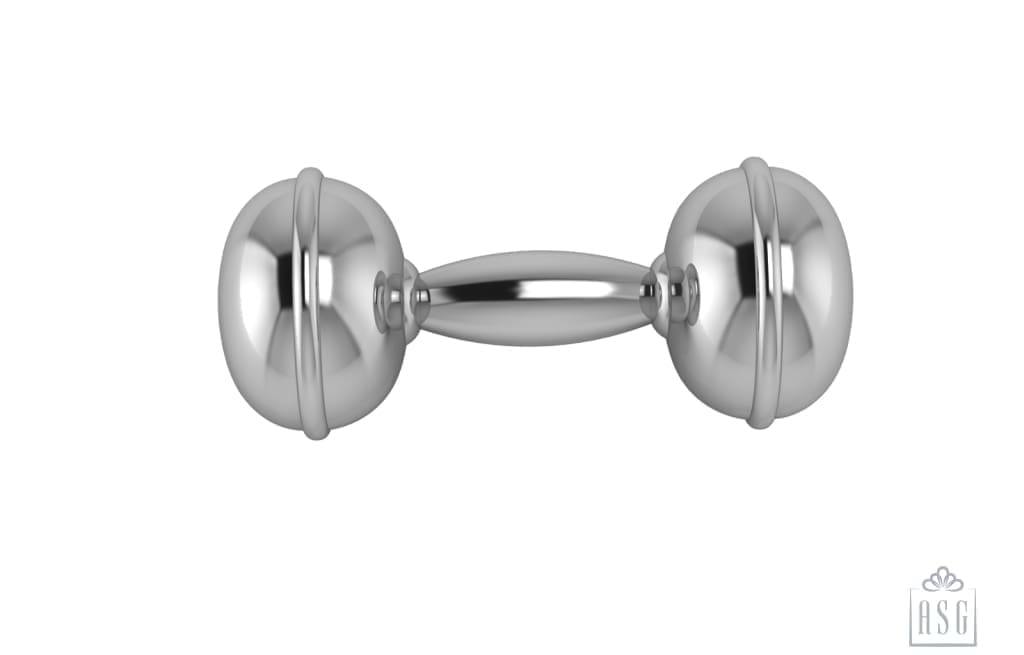 Sterling Silver Classic Dumbbell Baby Rattle