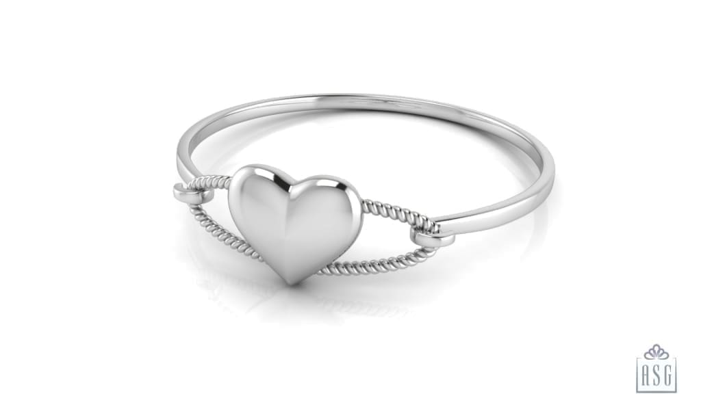 Sterling Silver Baby Bracelet Kada with a corded heart