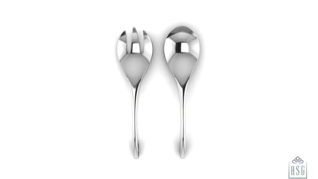 Sterling Silver Baby Spoon & Fork Set - Curved Loop