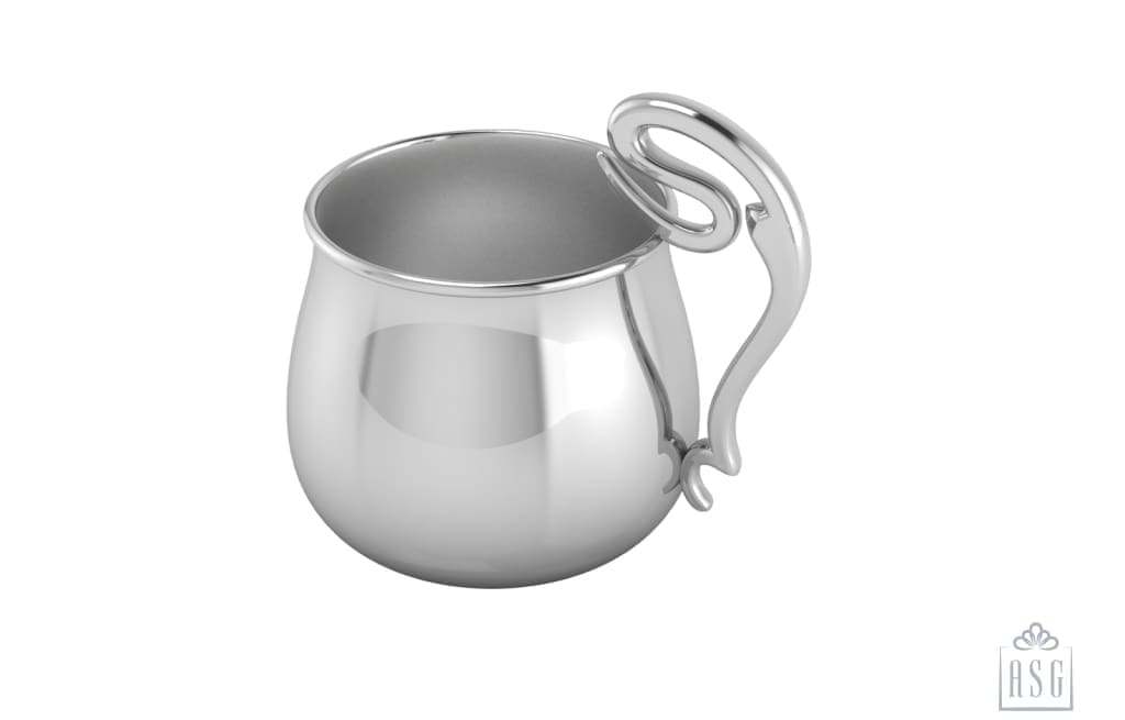 Sterling Silver Baby Cup with a Curved handle