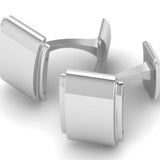 Sterling Silver Cufflinks - Engravable Curved Rectangular Stepped