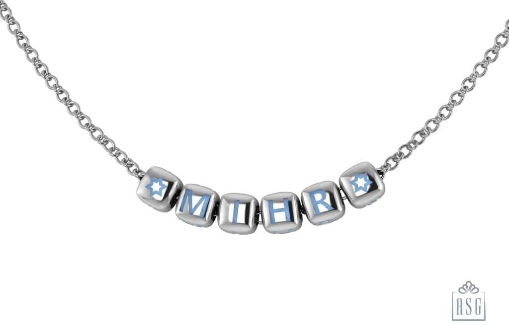 Sterling Silver Dice Babykubes Necklace For Baby & Child Blue / 9 Babykubes Kids Necklaces