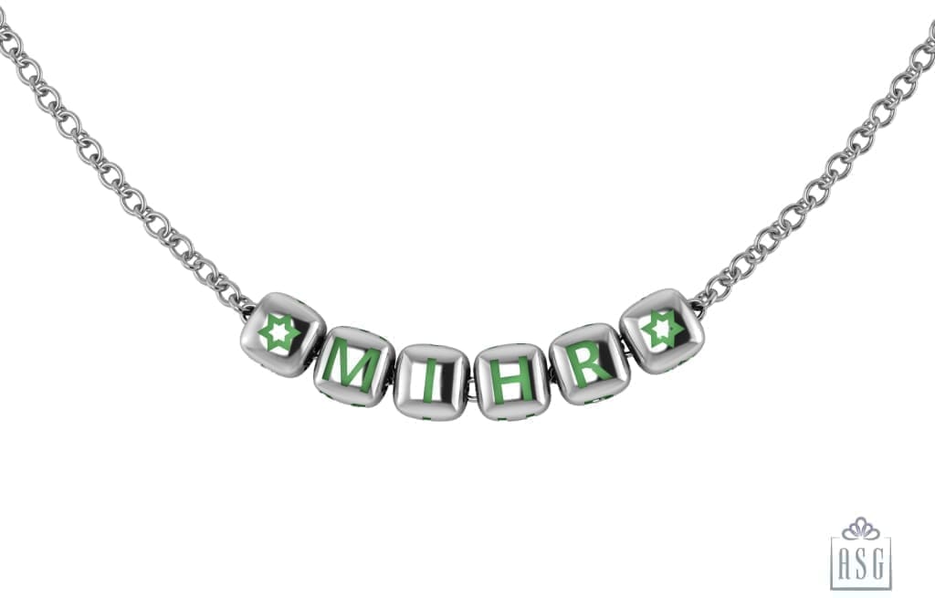 Sterling Silver Dice Babykubes Necklace For Baby & Child Green / 9 Babykubes Kids Necklaces
