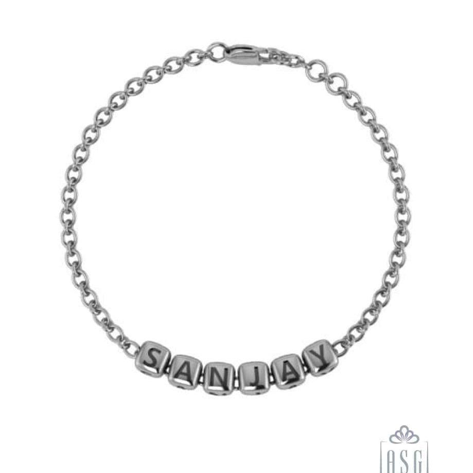Sterling Silver Dice Cubes Name Bracelet For Boys & Men Bracelets And