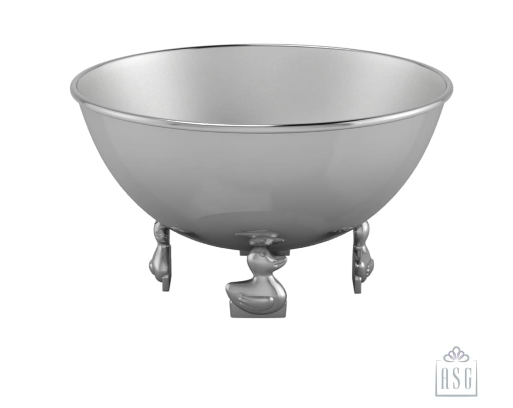 Sterling Silver Bowl for Baby and Child - Duck supports