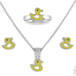 Sterling Silver Duck Baby Jewellery Set