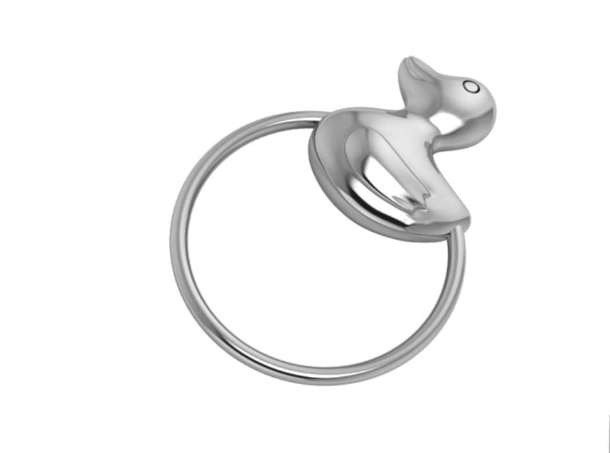 Sterling Silver Duck Ring Baby Rattle