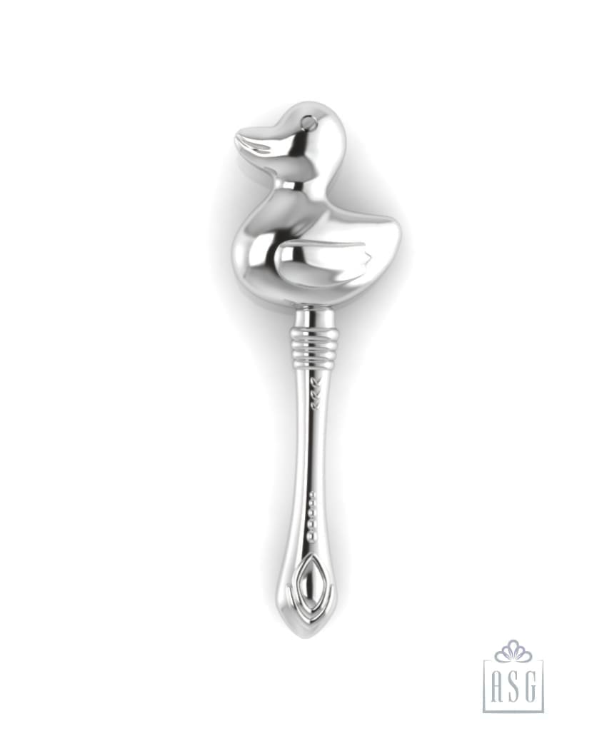 Sterling Silver Duck Baby Rattle
