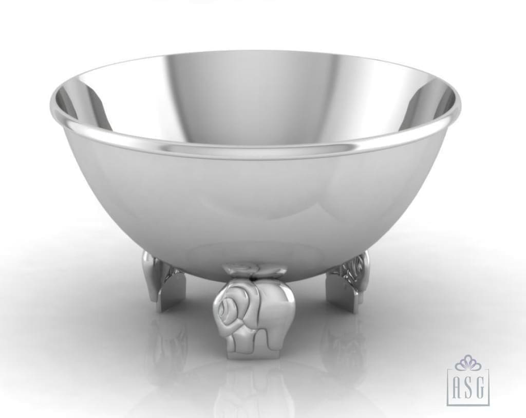 Sterling Silver Bowl for Baby and Child - Elephant supports