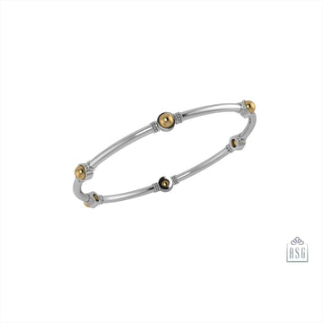 Sterling Silver Embeded Ball Baby Bangle