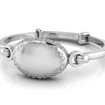 Sterling Silver Baby Bracelet Kada adjustable with engravable oval plaque