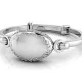 Sterling Silver Baby Bracelet Kada adjustable with engravable oval plaque