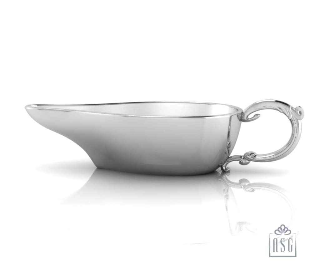 Sterling Silver Baby Feeder - Flat Medicine Porringer with a Victorian Handle