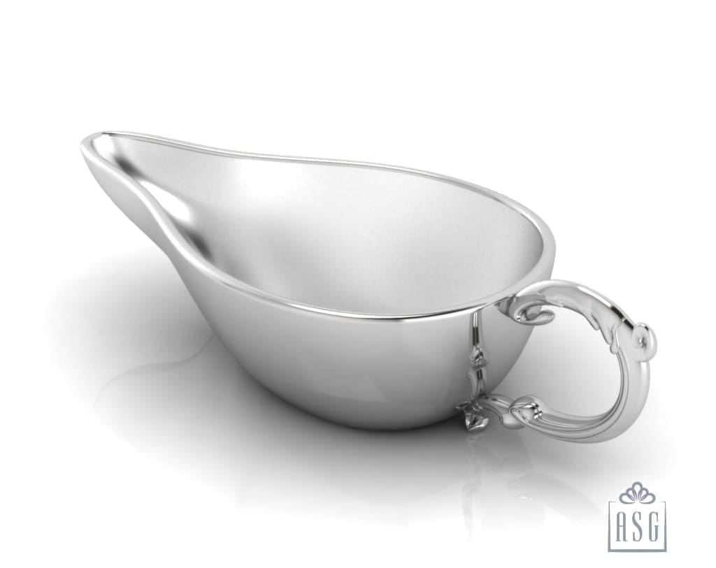 Sterling Silver Baby Feeder - Flat Medicine Porringer with a Victorian Handle