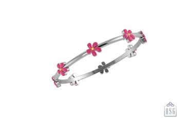 Sterling Silver Floral Baby Bangle