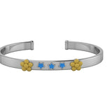 Sterling Silver Baby Cuff Kada with flowers and stars